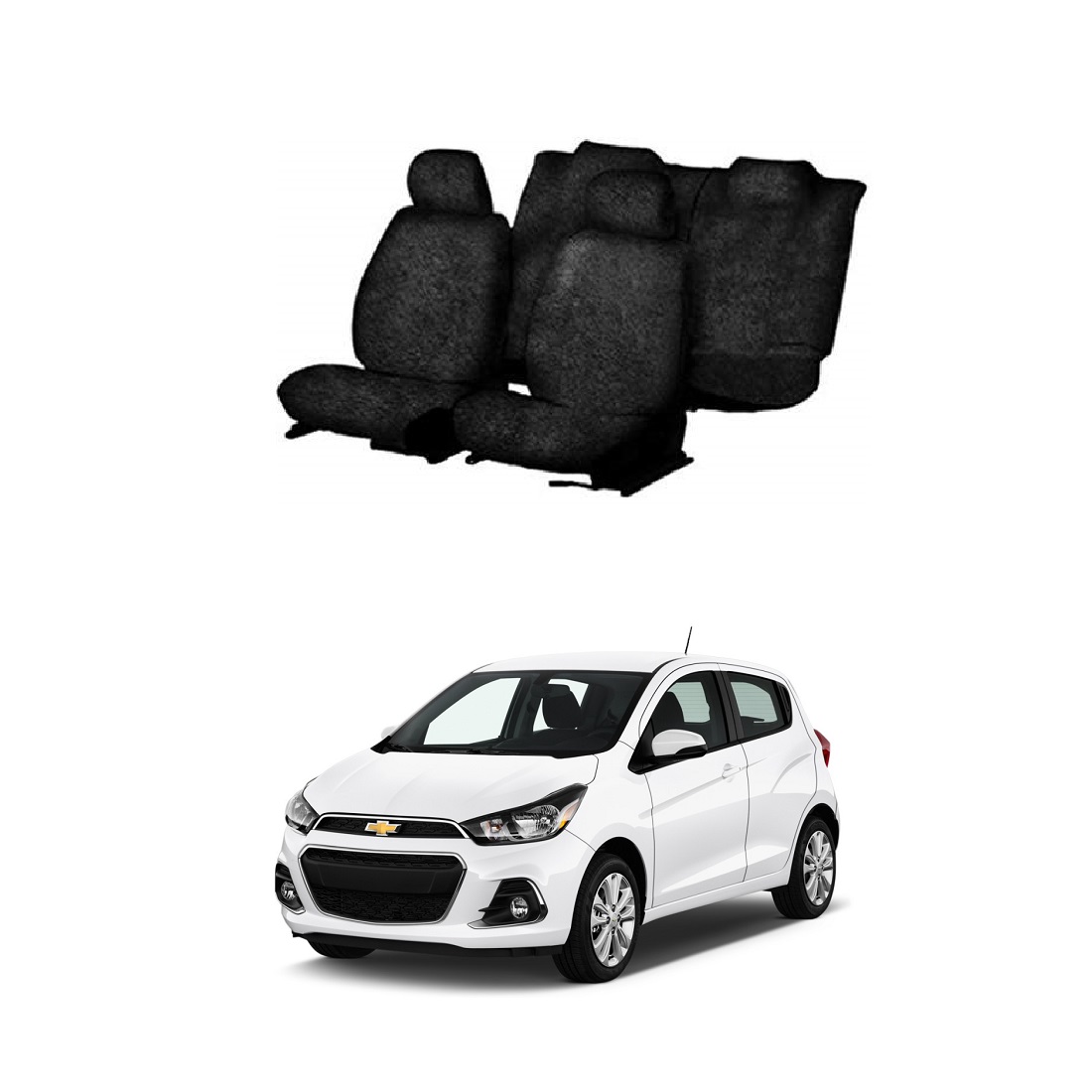 Cotton Towel Car Seat Cover for Chevrolet Spark (Black)